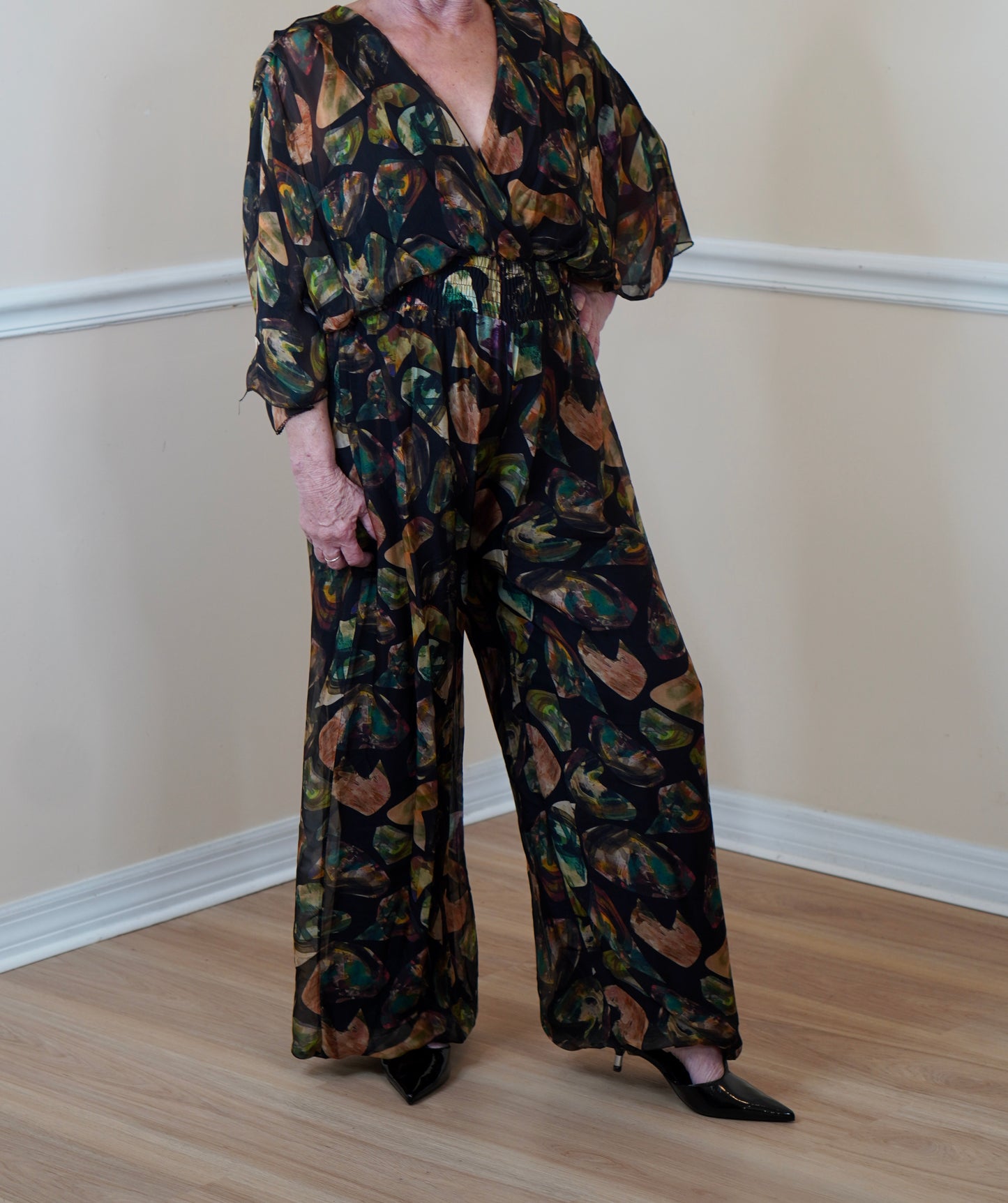 Black Gem Design Wide-Sleeve Jumpsuit